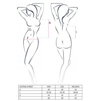 Корсет с открытой грудью Passion JUSTINA CORSET L/XL, black, трусики, шнуровка, полупрозрачный, пажи