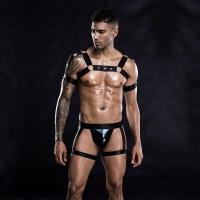 Еротичний комплект для чоловіків труси + портупея One Size Black