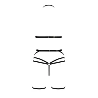 Комплект білизни Passion Exclusive MORGAN SET OpenBra L/XL, black, стрепи, трусики, ліф, пояс — Переглянути зображення 6