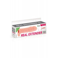 Насадка на член Real Body - Real Extender DICKY с закрытой головкой и кольцом для мошонки