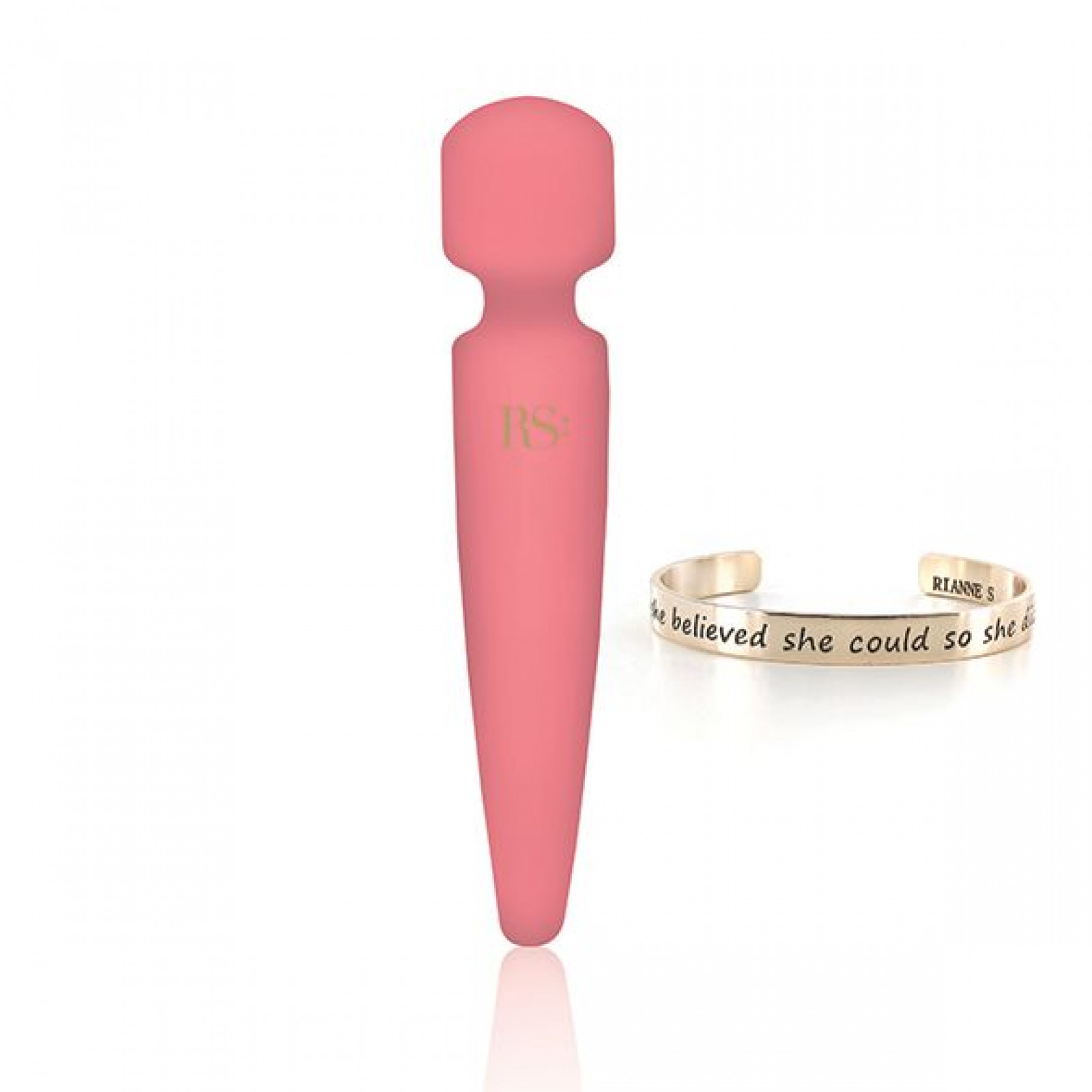 Вибромассажер Rianne S: Bella Mini Wand Coral, 10 режимов работы, медицинский силикон