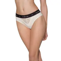 Трусики з широкою гумкою і мереживом Passion PS001 PANTIES L, ecru — Переглянути зображення 1