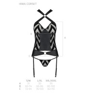 Сітчастий комплект з візерунком Passion HIMA CORSET L/XL black корсет з халтером, підв'язки, трусики — Переглянути зображення 7