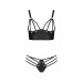 Комплект з екошкіри з люверсами та ремінцями Passion MALWIA BIKINI S/M, black, бра та трусики