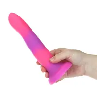 Фалоімітатор, що світиться в темряві, ADDICTION Rave 8″, Glow in the Dark Dildo Pink Purple, 20,3 см — Переглянути зображення 5