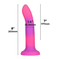 Фалоімітатор, що світиться в темряві, ADDICTION Rave 8″, Glow in the Dark Dildo Pink Purple, 20,3 см — Переглянути зображення 4