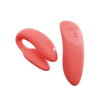 Смарт-вібратор для пар We-Vibe Chorus Crave Coral, сенсорне керування вібраціями стисненням пульта — Переглянути зображення 2