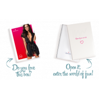 Сатиновый открытый пеньюар на поясе Obsessive 810-PEI–1 peignoir black S/M, черный — Просмотреть изображение 8