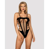Бодістокінг із поперечними вирізами Obsessive B122 teddy S/M/L, чорний — Переглянути зображення 1