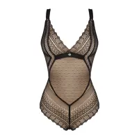 Мереживне боді з декольте Obsessive Estiqua teddy M/L, чорне, широкі лямки — Просмотреть изображение 5