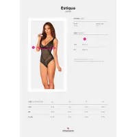 Мереживне боді з декольте Obsessive Estiqua teddy M/L, чорне, широкі лямки — Просмотреть изображение 7