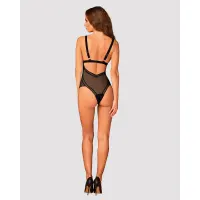 Мереживне боді з декольте Obsessive Estiqua teddy M/L, чорне, широкі лямки — Просмотреть изображение 4