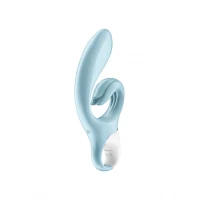 Вібратор-кролик Satisfyer Love Me Blue, гнучкий, відросток з потрійним кінчиком — Переглянути зображення 9