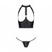 Комплект білизни з відкритими грудьми Passion GENEVIA SET WITH OPEN BRA XXL/XXXL black, корсет, стрі