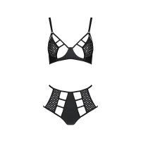 Комплект білизни Passion TASMINA SET XXL/XXXL black, ліф, високі трусики з корсетом ззаду — Переглянути зображення 3