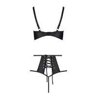 Комплект білизни Passion TASMINA SET XXL/XXXL black, ліф, високі трусики з корсетом ззаду — Переглянути зображення 4