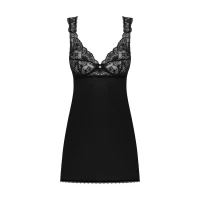 Сорочка бебі-дол з мереживом на грудях Obsessive Donna Dream babydoll XL/2XL Black, стрінги — Переглянути зображення 3