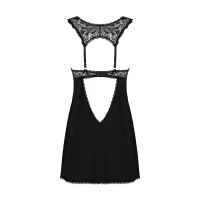 Сорочка бебі-дол з мереживом на грудях Obsessive Donna Dream babydoll XL/2XL Black, стрінги — Переглянути зображення 4