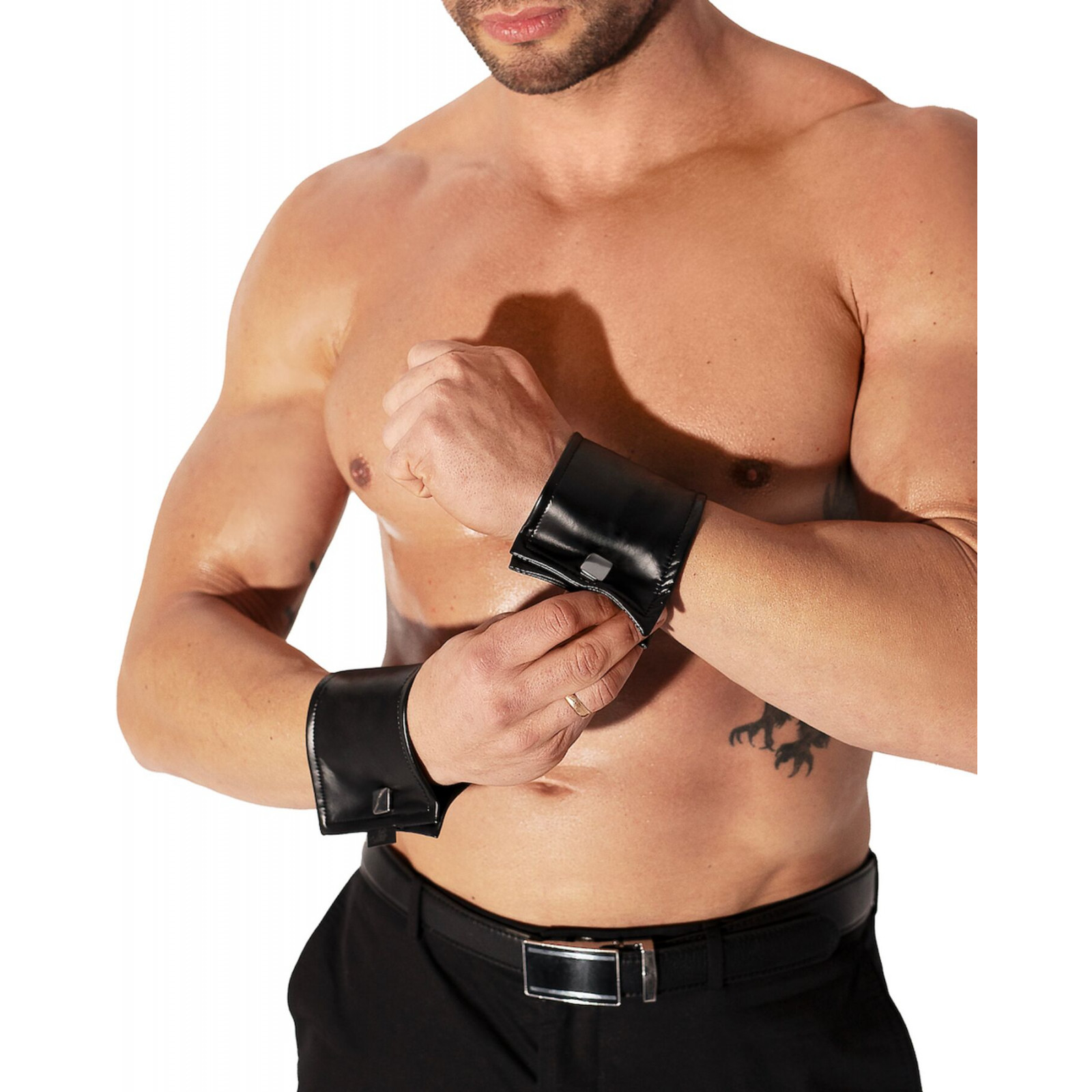 Чоловічі браслети з потайним гаманцем Noir Handmade H075, пара, під латекс, потайна блискавка