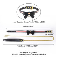 Нашийник з повідцем LOCKINK SEVANDA Love Heart Butterfly Leather Collar Set, чорно-рожевий, з бантом — Переглянути зображення 8