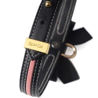 Нашийник з повідцем LOCKINK SEVANDA Love Heart Butterfly Leather Collar Set, чорно-рожевий, з бантом — Переглянути зображення 8