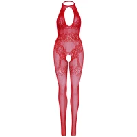 Бодістокінг Leg Avenue Rhinestone Lace and Net, One Size, червоний, зі стразами, відкритий доступ — Переглянути зображення 4