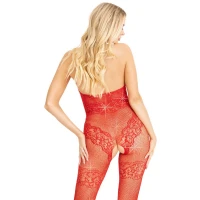 Бодістокінг Leg Avenue Rhinestone Lace and Net, One Size, червоний, зі стразами, відкритий доступ — Переглянути зображення 3