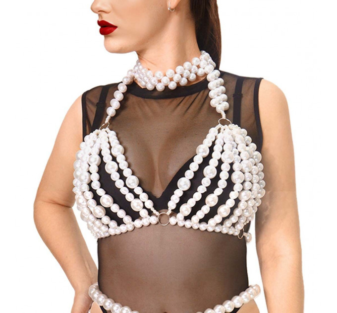 Ліф з перлин Art of Sex - Jasmine, колір білий, розмір XS-2XL