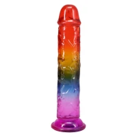 Фалоімітатор Doc Johnson Crystal Jellies - 8.5 Inch Сlassic Dong - Rainbow — Просмотреть изображение 1
