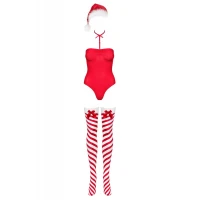 Боді Obsessive Kissmas teddy red L/XL (м'ята упаковка!!!) — Переглянути зображення 4