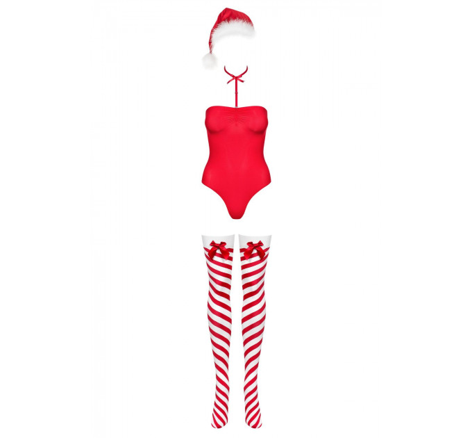 Боди Obsessive Kissmas teddy red L/XL (мятая упаковка!!!)