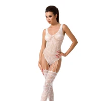 Бодістокінг Passion BS051 white, комбінезон, імітація панчох і боді — Просмотреть изображение 1