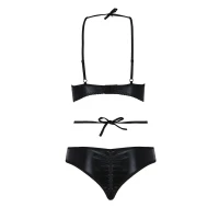 Комплект белья Passion Exclusive NAVEL SET L/XL, black, трусики и лиф с элементами под латекс — Переглянути зображення 6