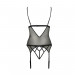 Корсет з відкритими грудьми Passion DIABOLINA CORSET L/XL, black, пажі, трусики, напівпрозорий