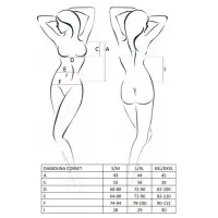 Корсет з відкритими грудьми Passion DIABOLINA CORSET L/XL, black, пажі, трусики, напівпрозорий — Переглянути зображення 5