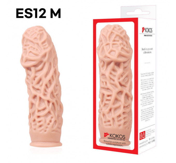 Насадка на член Kokos Extreme Sleeve ES.12 розмір M, потовщувальна, стимулюючий рельєф