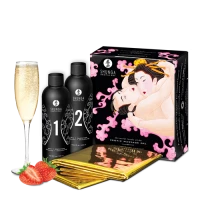 Гель для NURU-масажу Shunga Oriental Body-to-Body – Sparkling Strawberry Wine плюс простирадло — Переглянути зображення 3