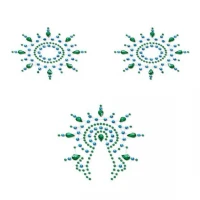 Пестіс з кристалів Petits Joujoux Gloria set of 3 - Green/Blue, прикраса на груди та вульву — Переглянути зображення 1