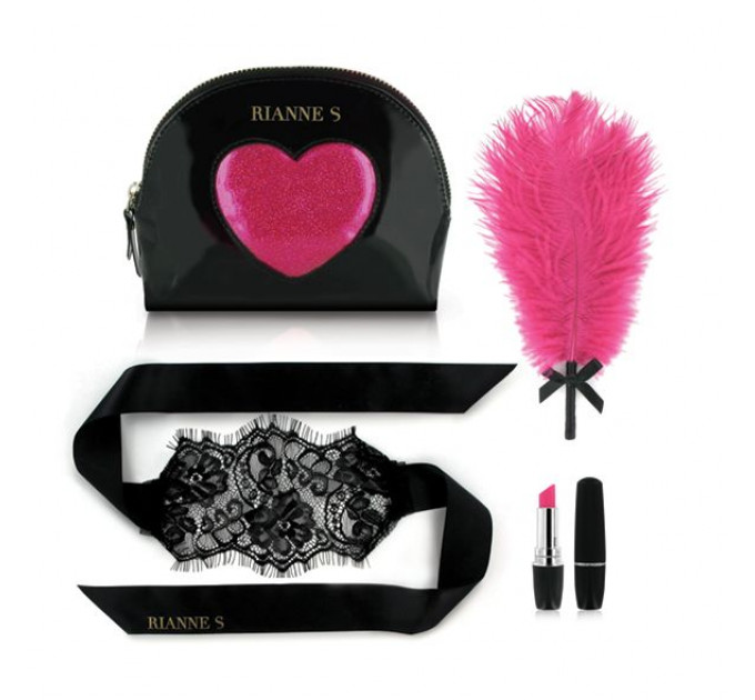 Романтичний набір аксесуарів Rianne S: Kit d'Amour: віброкуля, пір'їнка, маска, чохол-косметичка Bla