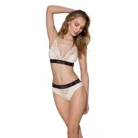 Трусики з широкою гумкою і мереживом Passion PS001 PANTIES M, ecru — Переглянути зображення 2