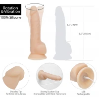 Фалоімітатор з вібрацією та ротацією Naked ADDICTION James 8″ Rotating &amp; Vibrating Dong, пульт ДК — Переглянути зображення 5