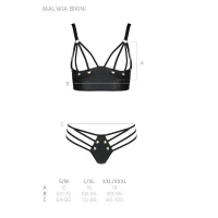 Комплект з екошкіри з люверсами та ремінцями Passion MALWIA BIKINI XXL/XXXL, black, бра та трусики — Переглянути зображення 5