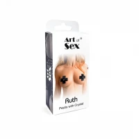 Сексуальні наліпки на груди зі стразом Art of Sex - Ruth pestis with Crystal, колір чорний — Переглянути зображення 6