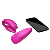 Смарт-вібратор для пар We-Vibe Chorus Cosmic Pink, сенсорне керування вібраціями стисненням пульта — Переглянути зображення 5