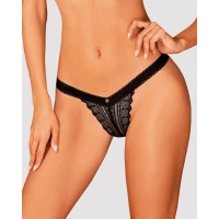 Мереживні трусики із заниженою талією Obsessive Estiqua panties M/L, чорні — Переглянути зображення 1