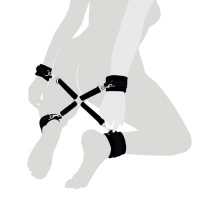 Хрестовина з натуральної шкіри Art of Sex – 4 Way Connector, чорний — Переглянути зображення 1