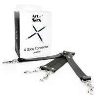 Хрестовина з натуральної шкіри Art of Sex – 4 Way Connector, чорний — Переглянути зображення 3