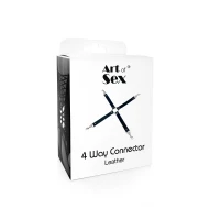 Хрестовина з натуральної шкіри Art of Sex – 4 Way Connector, чорний — Переглянути зображення 4