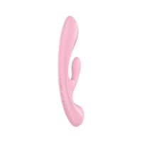 Двосторонній вібратор-кролик Satisfyer Triple Oh Pink, 3 мотори, руків’я-масажер — Переглянути зображення 5