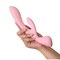 Двосторонній вібратор-кролик Satisfyer Triple Oh Pink, 3 мотори, руків’я-масажер — Переглянути зображення 6